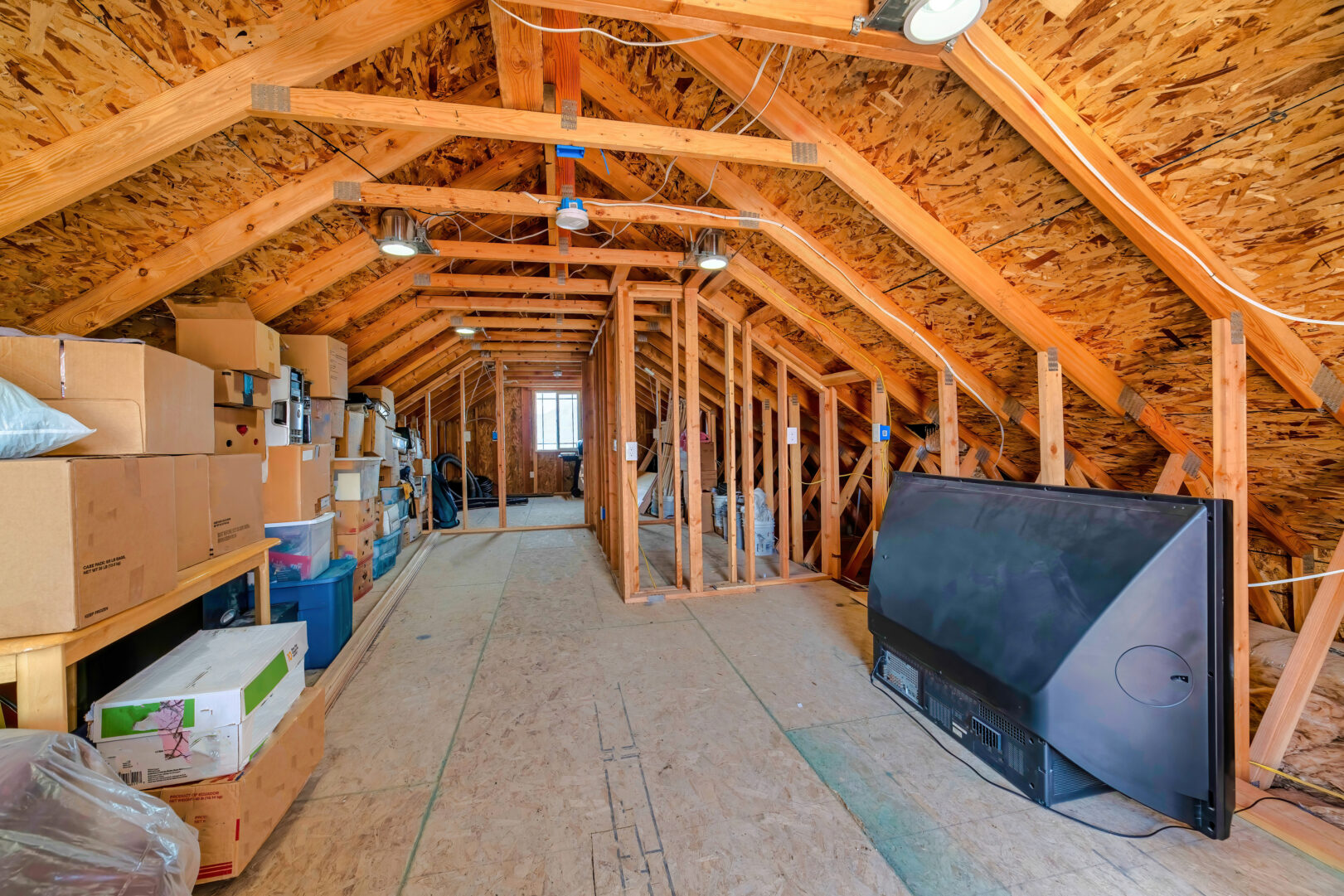 An attic used as storage.