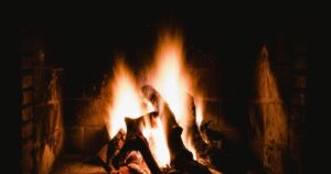 fireplace burning