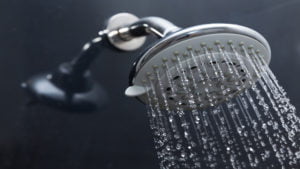 Water pouring from shower head
