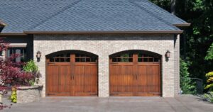 modern house and garage with two garage doors