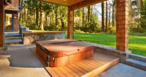 hot tub in backyard