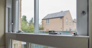 close-up of window sash
