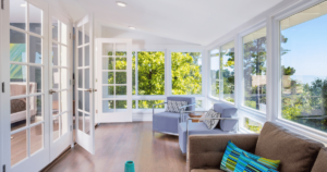 bright open sunroom in a home