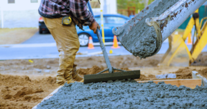 pouring concrete
